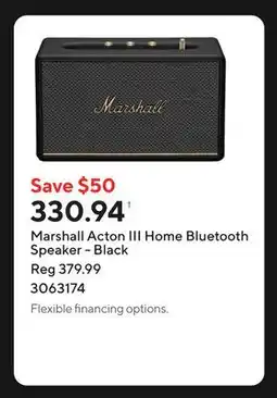 Staples Marshall Acton III Home Bluetooth Speaker - Black offer