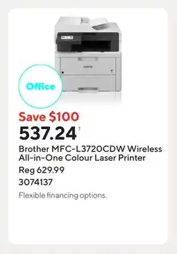 Staples Brother MFC-L3720CDW Wireless All-in-One Colour Laser Printer offer