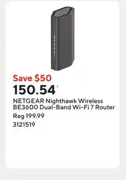 Staples NETGEAR Nighthawk Wireless BE3600 Dual-Band Wi-Fi 7 Router offer