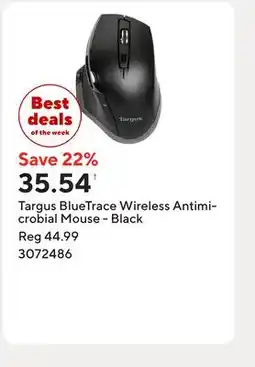 Staples Targus BlueTrace Wireless Antimicrobial Mouse - Black offer