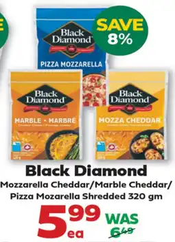 Iqbal Foods Black Diamond Mozzarella Cheddar/Marble Cheddar/ Pizza Mozarella Shredded offer