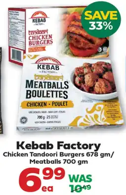 Iqbal Foods Kebab Factory Chicken Tandoori Burgers/ Meatballs offer