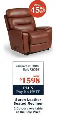 La Z Boy Soren Leather Seated Recliner offer