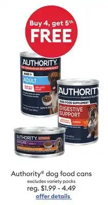 Petsmart Authority dog food cans offer