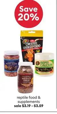 Petsmart reptile food & supplements offer