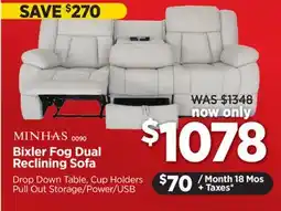 Surplus Furniture Bixler Fog Reclining Sofa w/ Drop Down Table offer