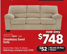 Surplus Furniture Simplejoy Sand Sofa offer