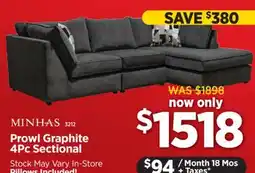 Surplus Furniture Prowl Graphite 4Pc Sectional offer