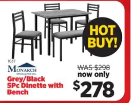 Surplus Furniture Grey/ Black 5Pc Dinette w/ Bench offer