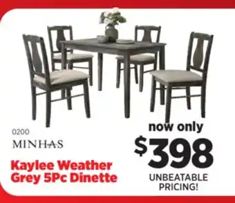 Surplus Furniture Kaylee Weathered Grey 5Pc Dinette offer