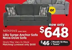 Surplus Furniture Lilly Surge Anchor Sofa offer