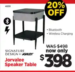 Surplus Furniture Jorvalee Bluetooth Speaker Table with Wireless Charging offer