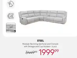 Meubles RD Steel - Modular Reclining Sectional and Console with Storage and Cup Holders - 6 pcs offer