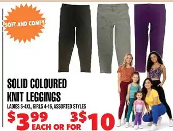 Len's Mill Stores SOLID COLOURED KNIT LEGGINGS offer
