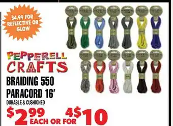 Len's Mill Stores PEPPERELL CRAFTS BRAIDING 550 PARACORD 16' offer