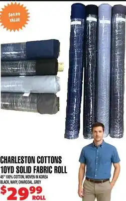 Len's Mill Stores CHARLESTON COTTONS 10YD SOLID FABRIC ROLL offer