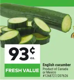 Giant Tiger English cucumber offer
