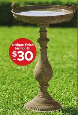 Giant Tiger antique-finish bird bath offer