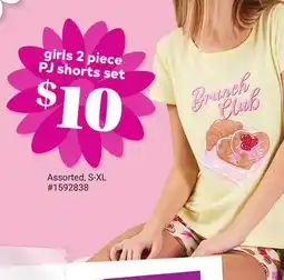 Giant Tiger girls 2 piece PJ shorts set offer