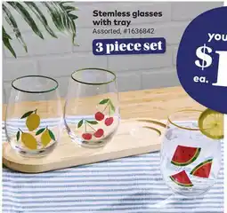 Giant Tiger Stemless glasses with tray offer