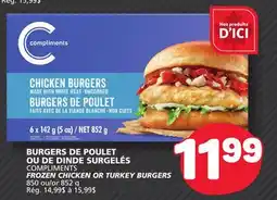 Marché Bonichoix COMPLIMENTS FROZEN CHICKEN OR TURKEY BURGERS offer