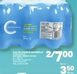 Marché Bonichoix COMPLIMENTS NATURAL SPRING WATER offer