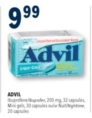 Familiprix ADVIL, Ibuprofen, 200 mg, 32 capsules, Mini gels, 30 capsules or Nighttime, 20 capsules offer
