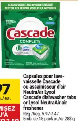 Giant Tiger Cascade dishwasher tabs or Lysol NeutraAir air freshener offer