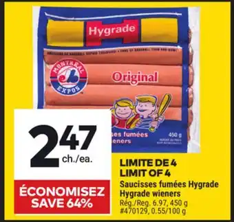 Giant Tiger Hygrade wieners offer