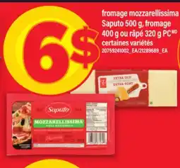 Maxi FROMAGE MOZZARELLISSIMA SAPUTO 500 G, FROMAGE 400 G OU RÂPÉ 320 G PCMD offer