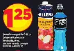 Maxi JUS OU BREUVAGE ALLEN'S 1 L OU BOISSON DÉSALTÉRANTE POWERADE, 750 mL offer