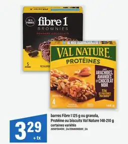 Maxi BARRES FIBRE 1, 125 G OU GRANOLA, PROTÉINE OU BISCUITS VAL NATURE offer