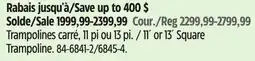 Canadian Tire Springfree 11´ or 13´ Square Trampoline offer