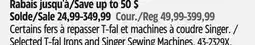 Canadian Tire Selected T-fal Irons and Singer Sewing Machines offer