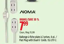 Canadian Tire Flat Plug with Dual 6´ Cords offer