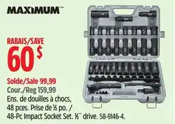 Canadian Tire MAXIMUM 48-Pc Impact Socket Set. 1⁄2˝ drive offer