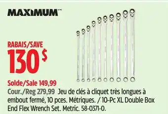 Canadian Tire Maximum 10-Pc XL Double Box End Flex Wrench Set offer