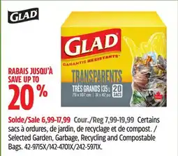 Canadian Tire Glad Selected Garden, Garbage, Recycling and Compostable Bags offer