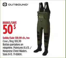 Canadian Tire Outbound Neoprene Chest Waders. Sizes 8-13 offer