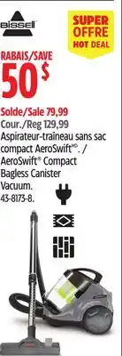 Canadian Tire BISSELL AeroSwift Compact Bagless Canister Vacuum offer