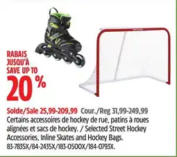 Canadian Tire Selected Street Hockey Accessories, Inline Skates and Hockey Bags offer