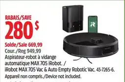 Canadian Tire iRobot MAX 705 Vac & Auto Empty Robotic Vac offer