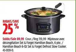 Canadian Tire Hamilton Beach 6-Qt Set & Forget Defrost Slow Cooker offer