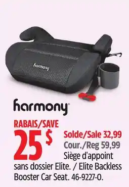 Canadian Tire HARMONY Elite Backless Booster Car Seat offer