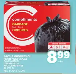 Marches Tradition COMPLIMENTS GARBAGE OR RECYCLING BAGS offer