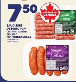 Provigo SAUCISSES DE PORC PC | PC PORK SAUSAGE 375/500 G offer