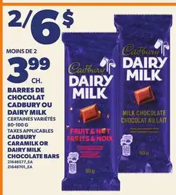 Provigo BARRES DE CHOCOLAT CADBURY OU DAIRY MILK, 80-100 G | CADBURY CARAMILK OR DAIRY MILK CHOCOLATE BARS offer