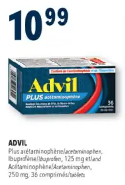 Familiprix ADVIL, acetaminophen, Ibuprofen, 125 mg and Acetaminophen, 250 mg, 36 tablets offer