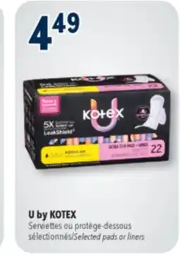 Familiprix U by KOTEX, Selected pads or liners offer