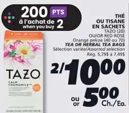 IGA TAZO (20) TEA OR HERBAL TEA BAGS offer
